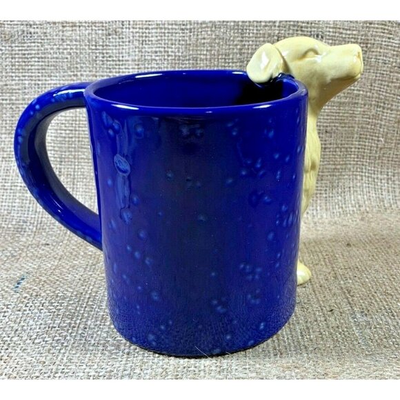 Golden Retriever 3D Mug Blue Speckled Coffee Mug with Applied Ceramic Dog - Picture 3 of 7
